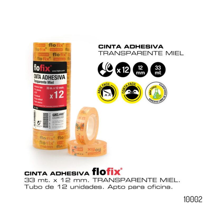 Cinta adhesiva -Transparente Miel Cristal 33mx12mm