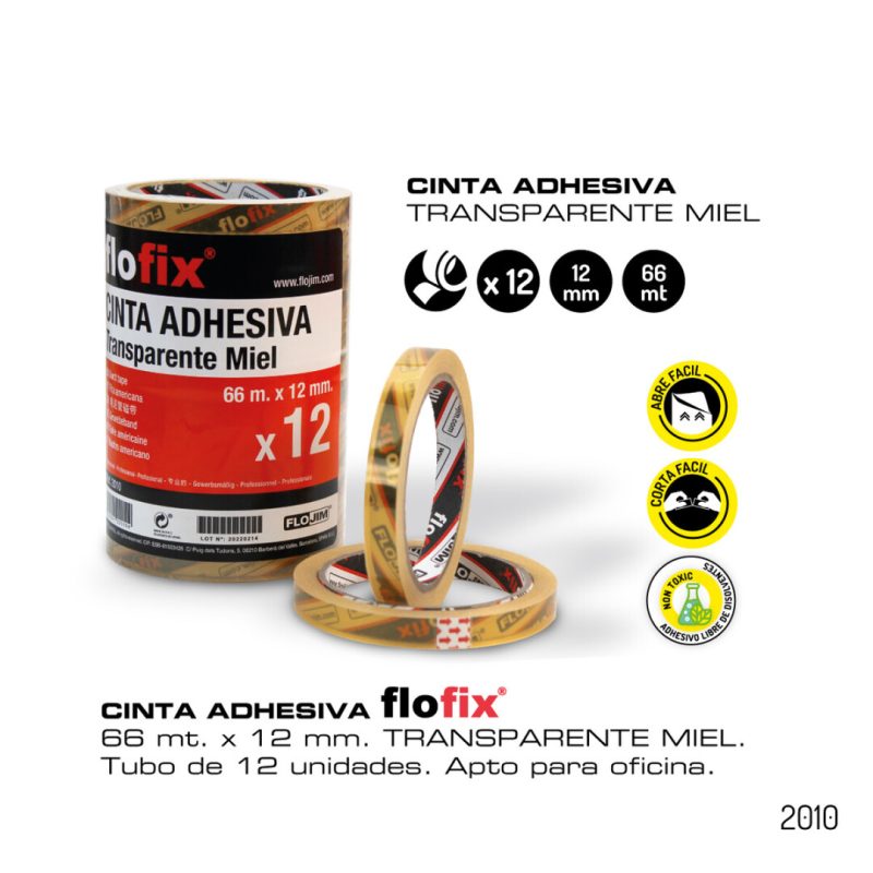 Rollo cinta adh.-Transparente Miel Cristal 66mx12mm