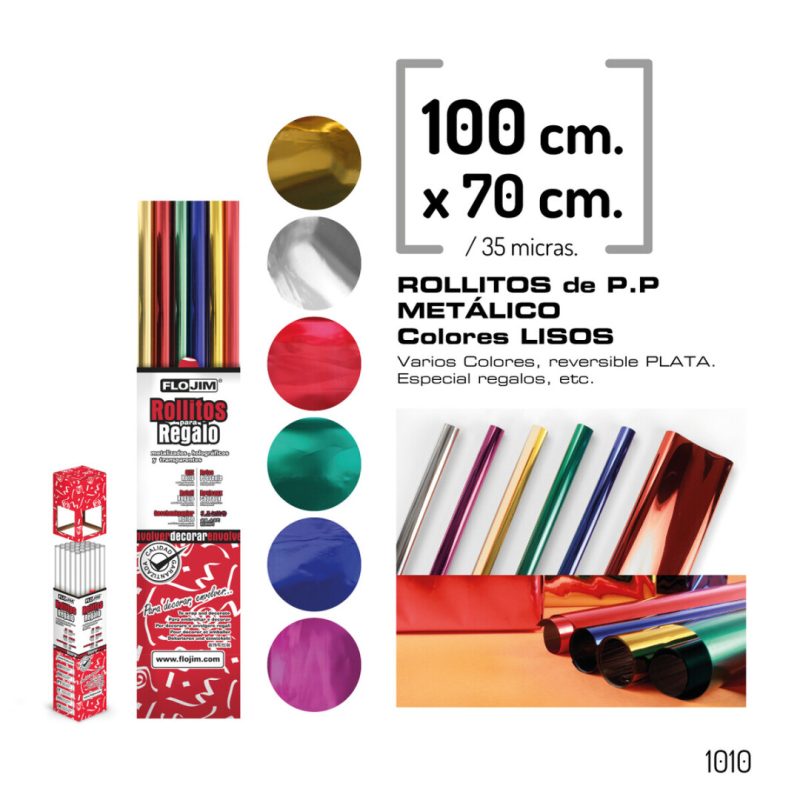 Rollo P.P. Metalizado BRILLO 100 x 70 cm. SURTIDO