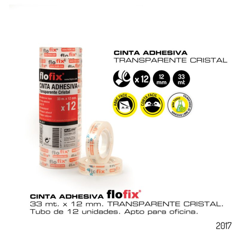 Cinta adhesiva - Transparente CRISTAL 33m. x 12mm.En paquete.
