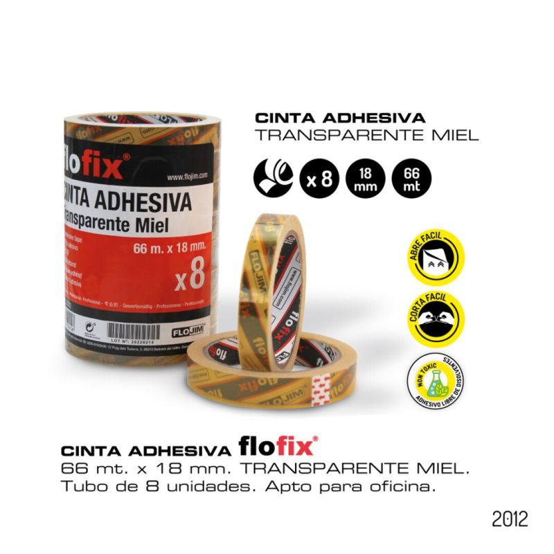 Rollo cinta adh.-Transparente Miel Cristal 66mx18 mm