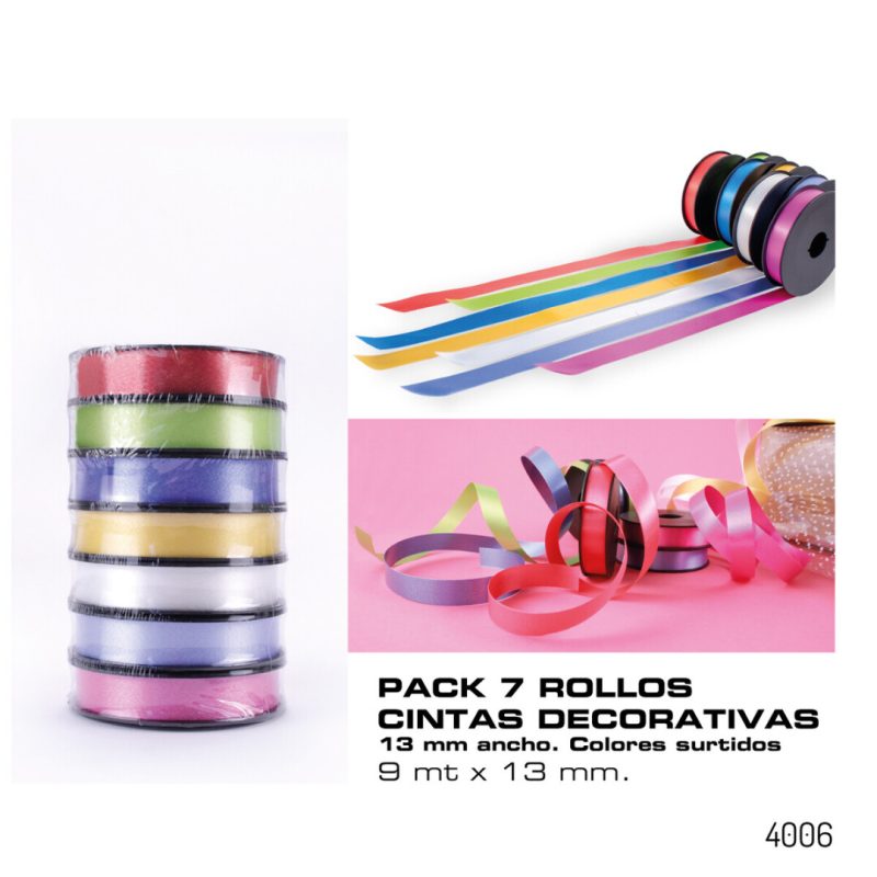 7 Rollos Cinta Decorativa 13 mm. x 9 m.
