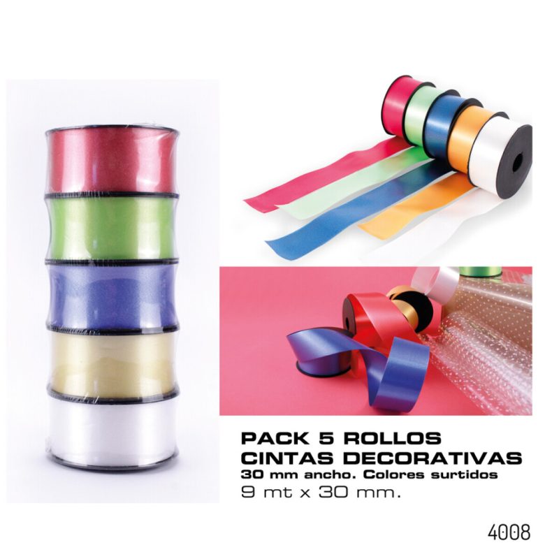 5 Rollos Cinta Decorativa 30 mm. x 9 m.