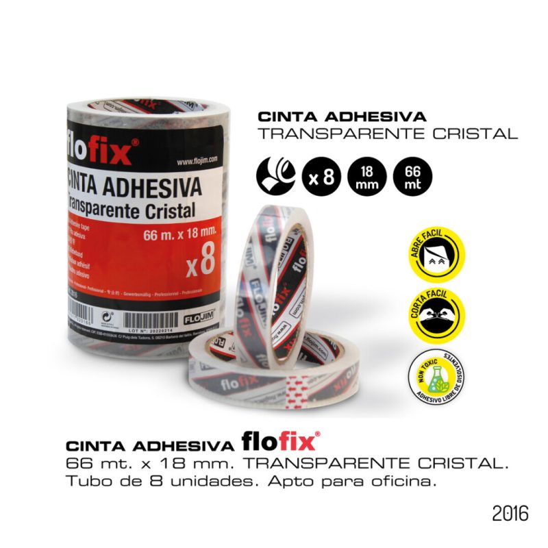 Rollo cinta adhesiva-Transparente CRISTAL 66mx18mm