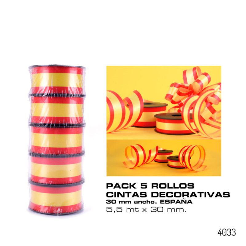 5 Rollos de Cinta Decorativa 30 mm. x 5,5 m. - Modelo "España"