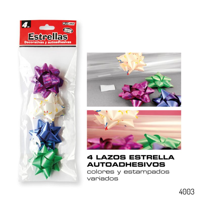 Blister 4 Estrellas Decorativas Adhesivas 13 mm.