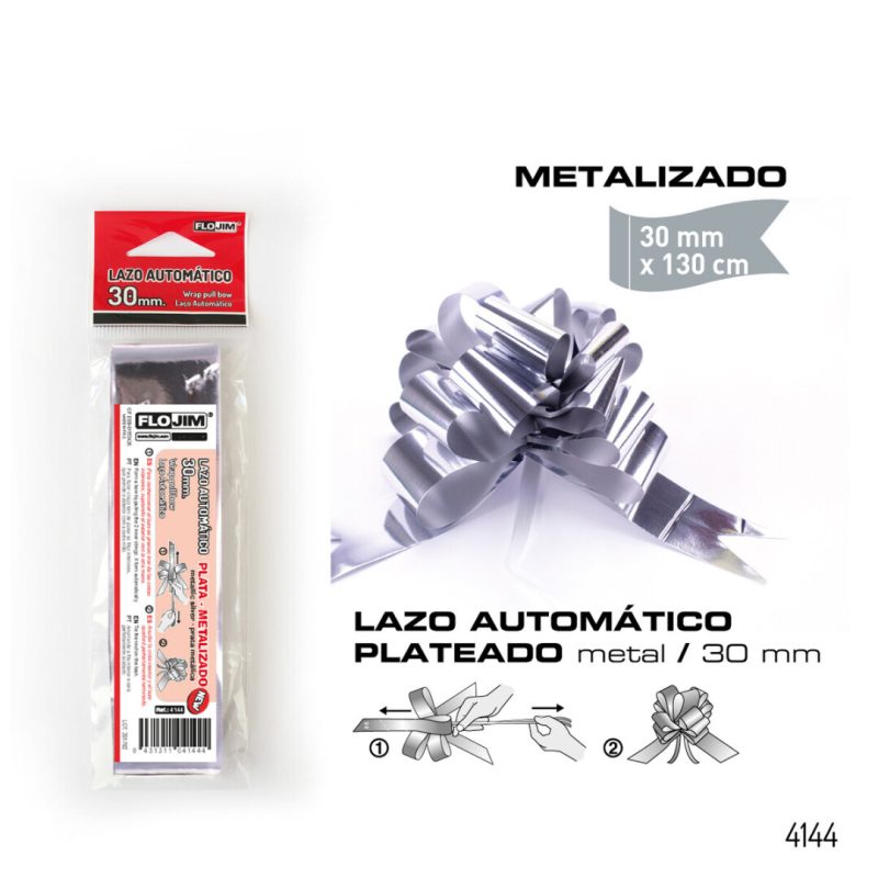 Lazo Automatico - Plata Metalizado 30 mm.