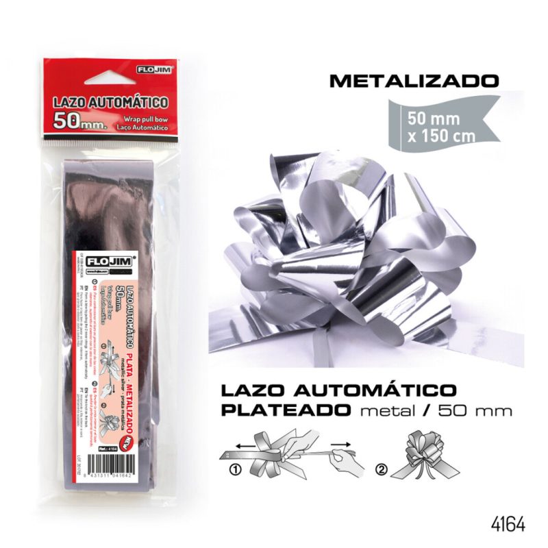 Lazo Automatico - Plata Metalizado 50 mm.