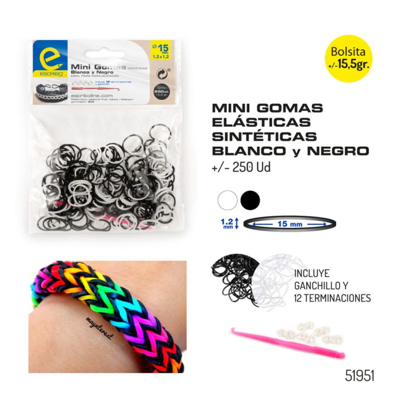 Blister 250 Mini Gomas DIY Colores B/N Surtidos