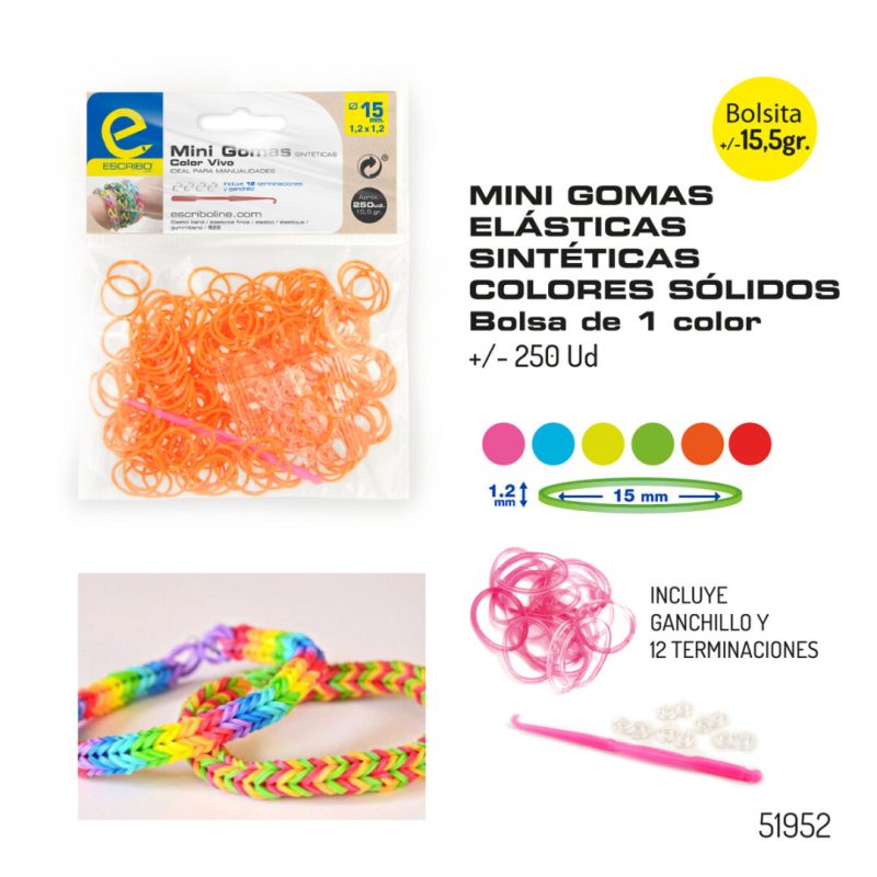 Blister 250 Mini Gomas DIY Colores Vivos