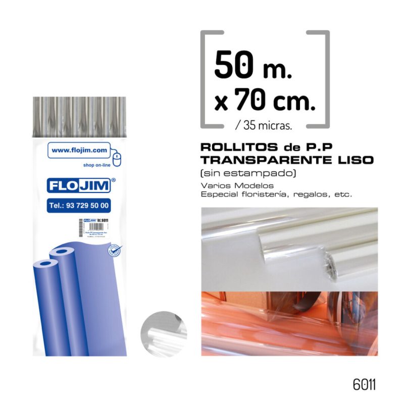 Rollo P.P. Transparente liso 70 cm. x 50 Mtr.