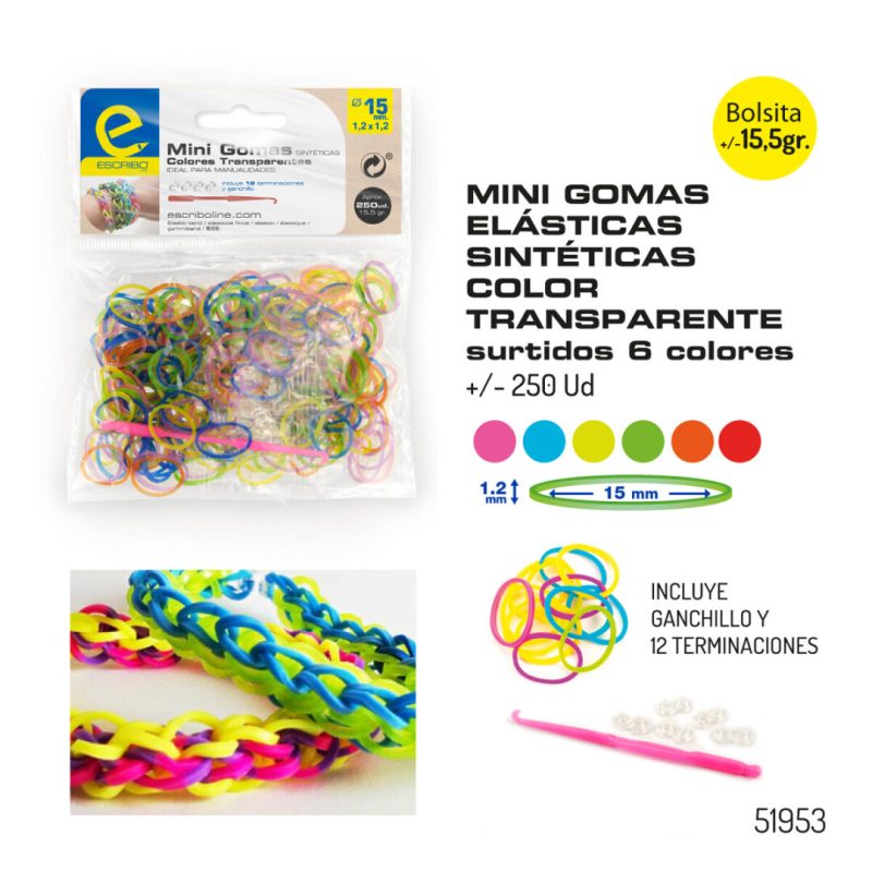 Blister 250 Mini Gomas DIY Colores Trans. Surtidos