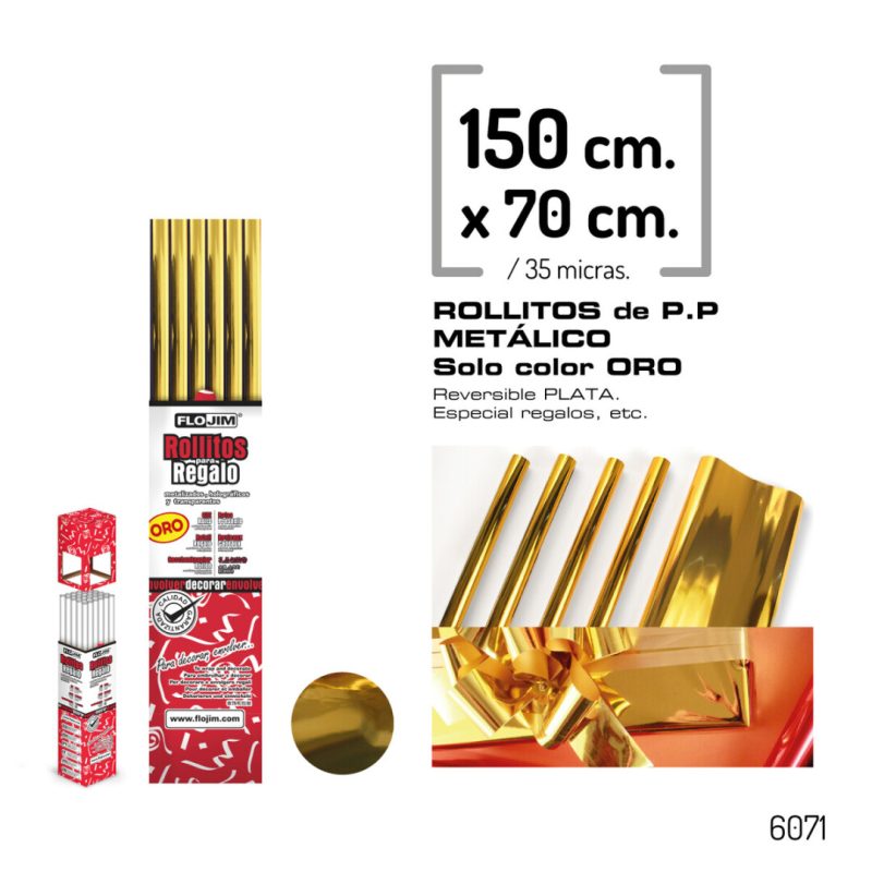 Rollo P.P. Metalizado BRILLO 150 x 70 cm. ORO