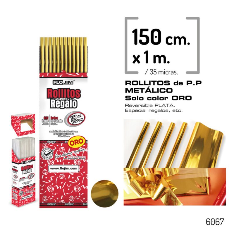Rollo P.P. Metalizado BRILLO 150 x 100 cm. ORO