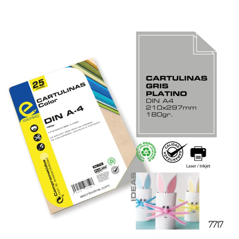 Pack 25 Cartulinas - Gris DIN-A4