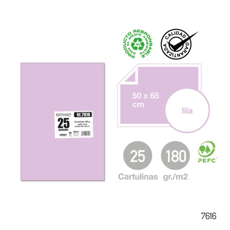 Pack 25 Cartulinas - Lila 50 x 65 cm.