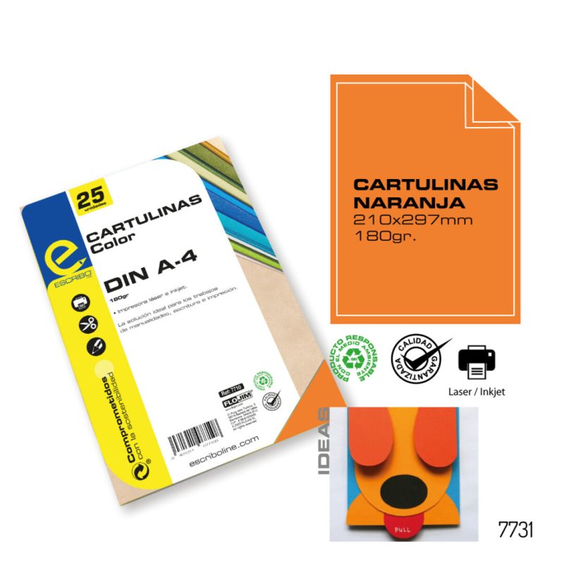 Pack 25 Cartulinas - Naranja DIN-A4