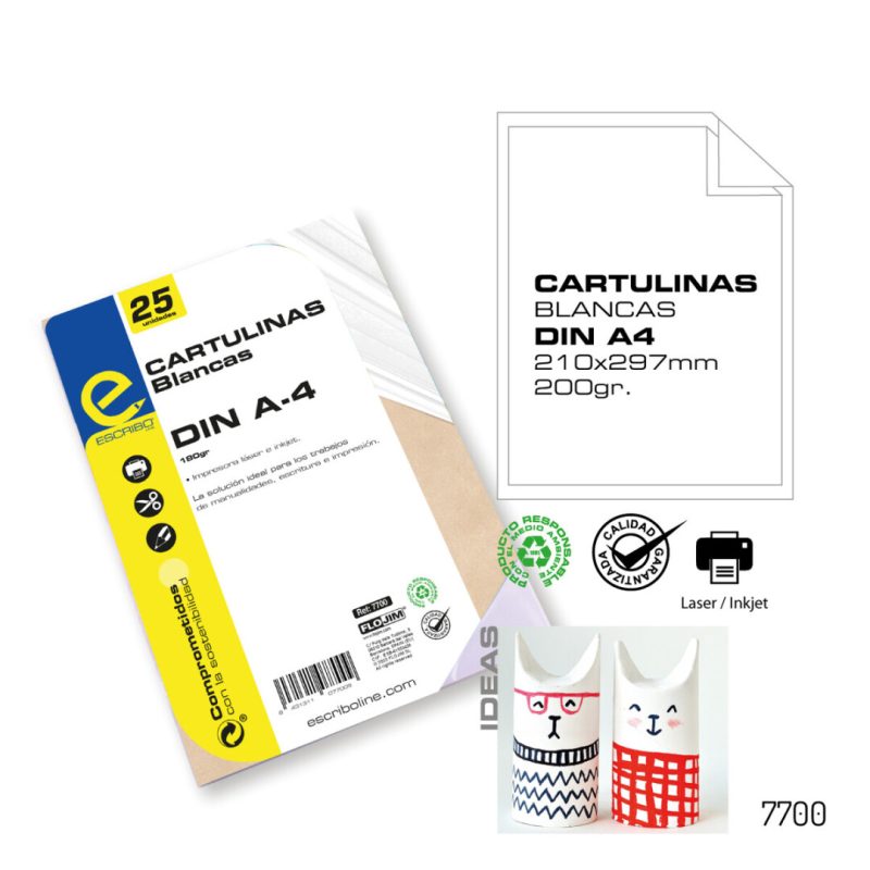 Pack 25 Cartulinas - Blanco DIN-A4