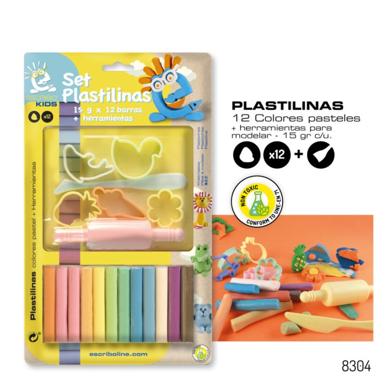 Set Plastilina - blister 12 barras 180 g.