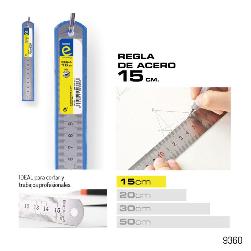 Regla acero 15 cm