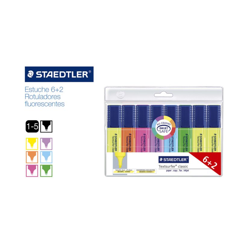 Estuche 6+2 Rotuladores Fluorescentes STAEDTLER