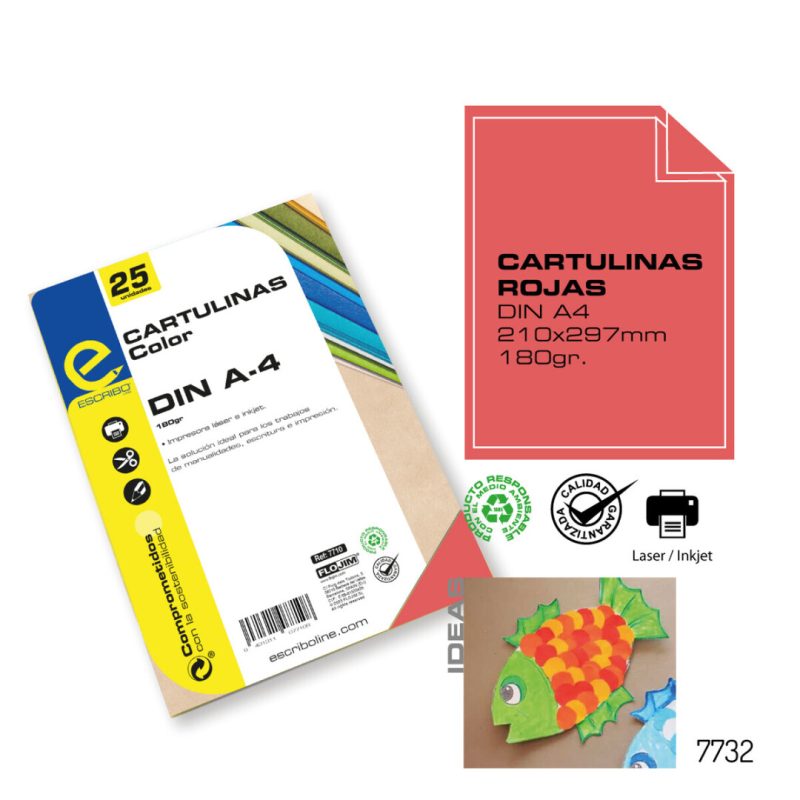 Pack 25 Cartulinas - Rojo DIN-A4