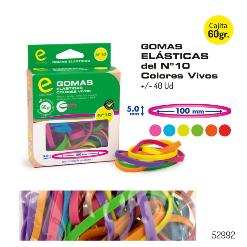 Blister Gomas Elast. Colores nº10 (60gr,+/-40 Uds)