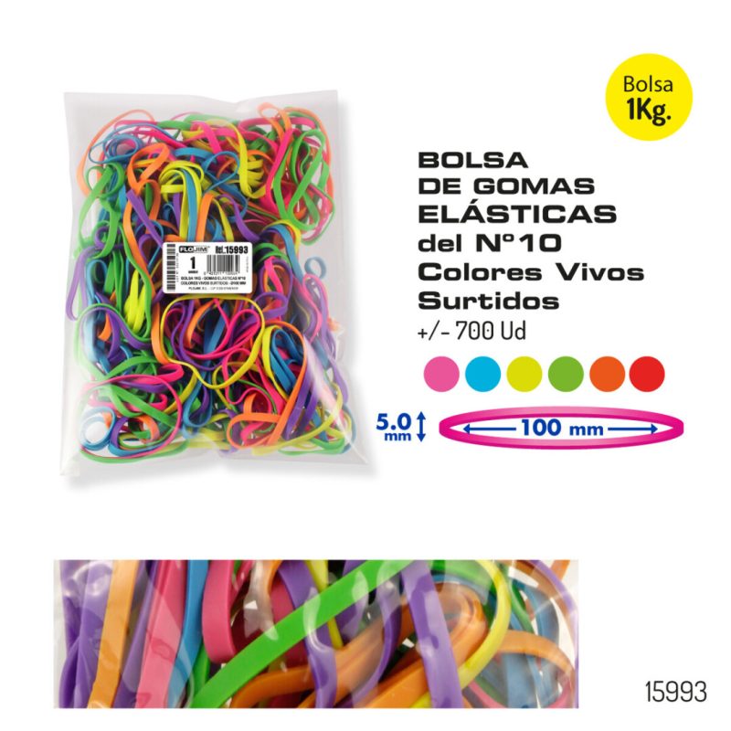 Bolsa 1Kg Gomas Elasticas Colores nº 10