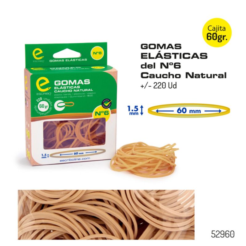 Blister Gomas Elast. Natural nº6 (60gr,+/-220 Uds)