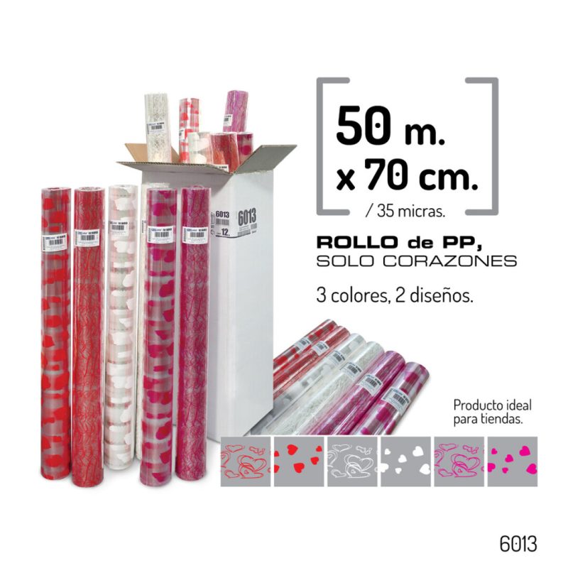 Rollo P.P. Especial "CORAZONES" 70cm x 50M