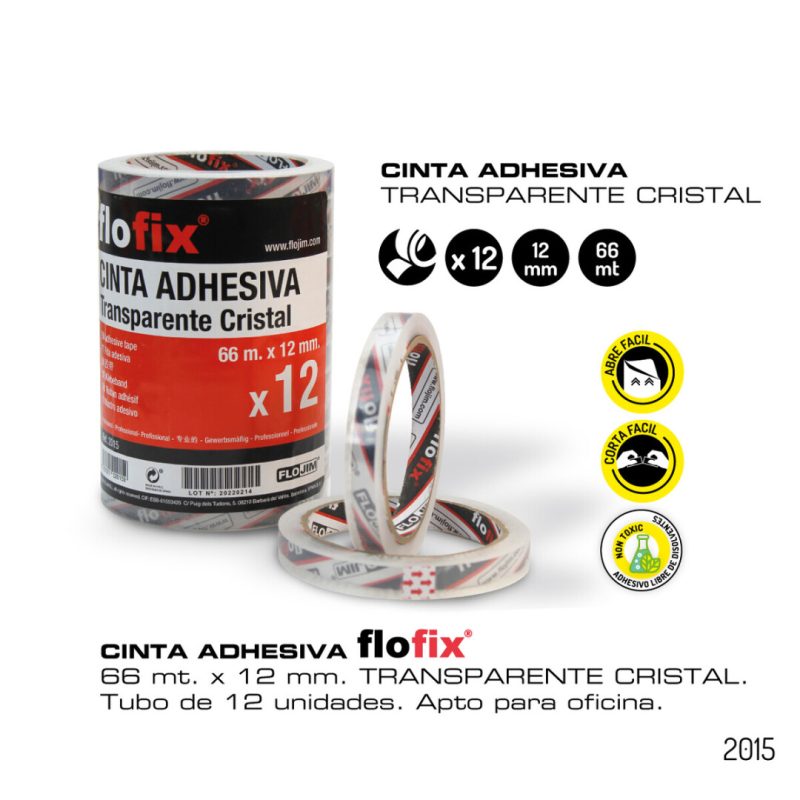 Rollo cinta adhesiva-Transparente CRISTAL 66mx12mm