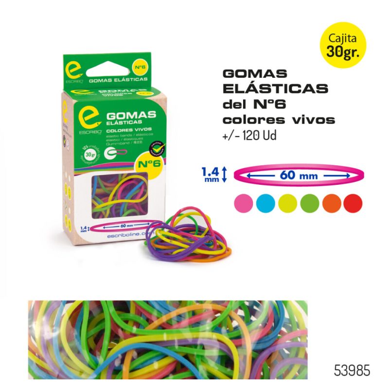 Blister Gomas Elast. Colores nº6 (30gr,+/-120 Uds)